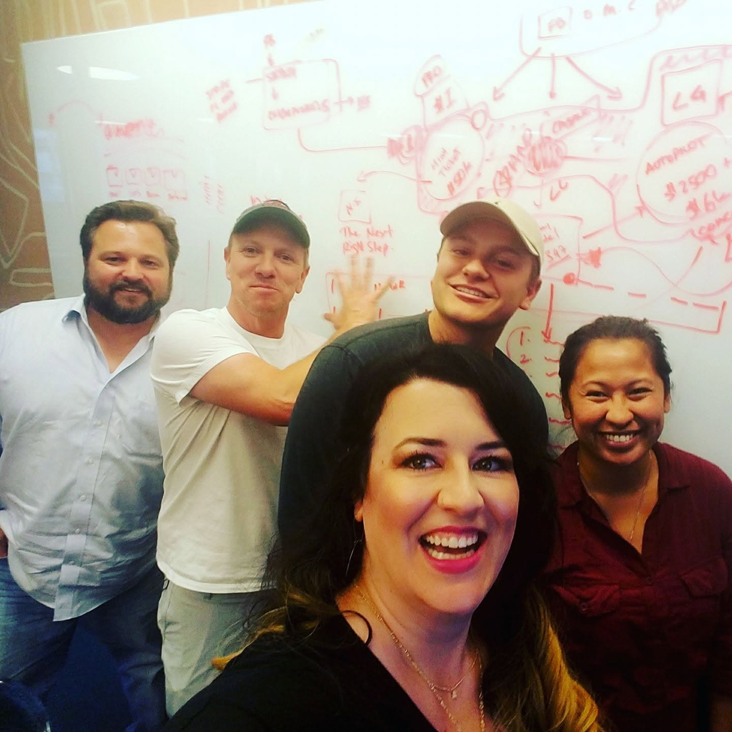 Kristina with her team at a strategy whiteboard session