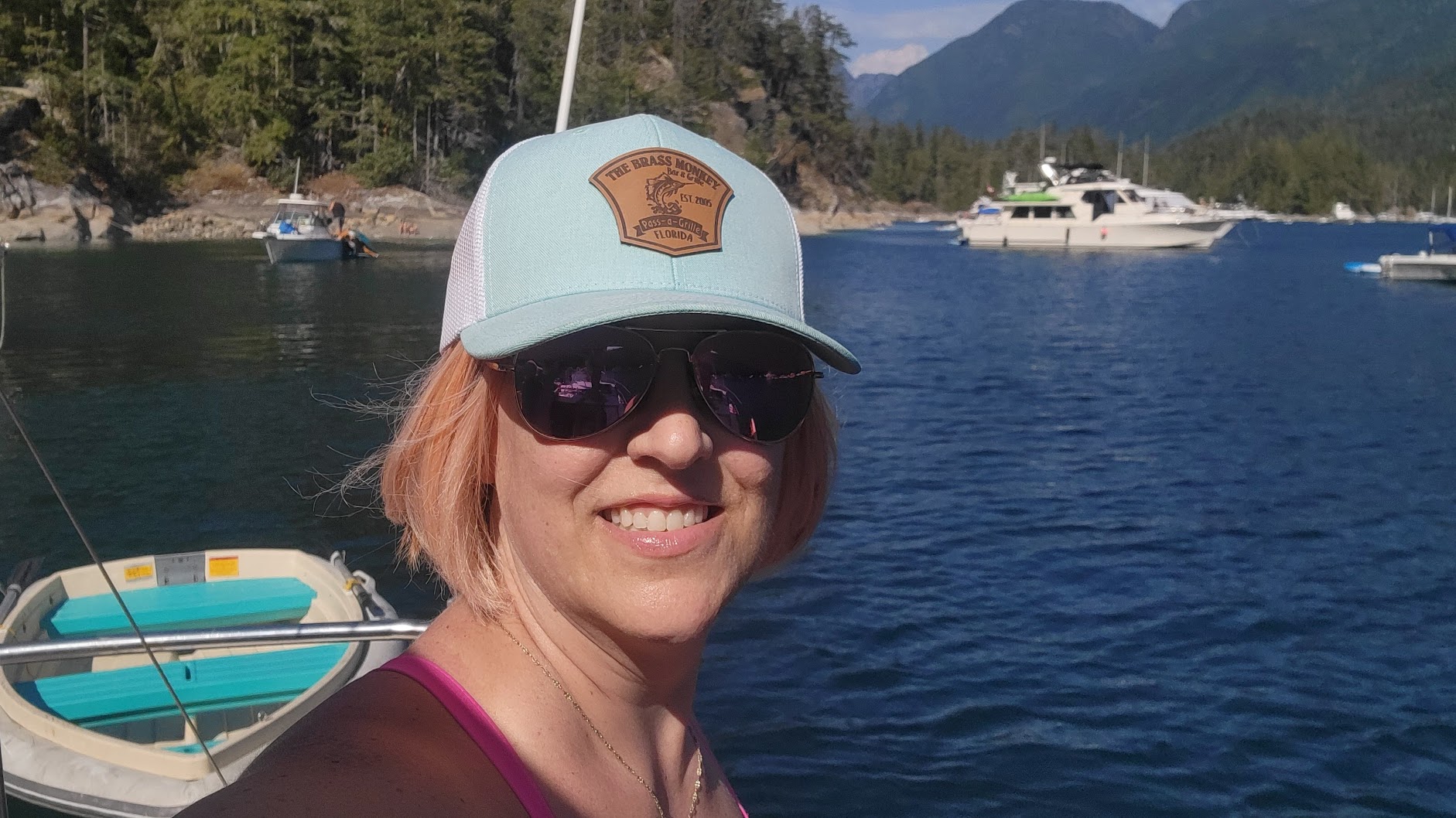 Kristina on a sailboat in BC